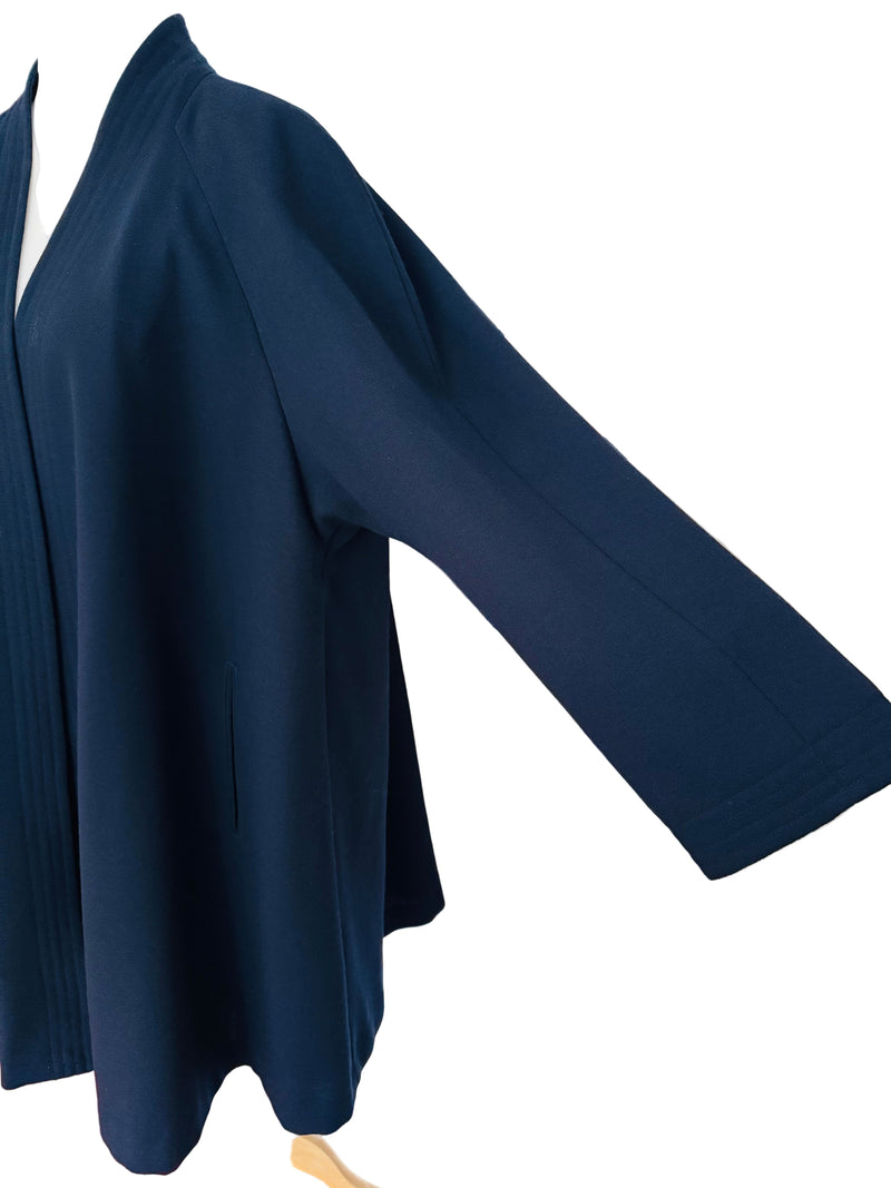 Vintage Navy Wool Crepe Swing Coat