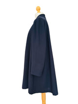 Vintage Navy Wool Crepe Swing Coat