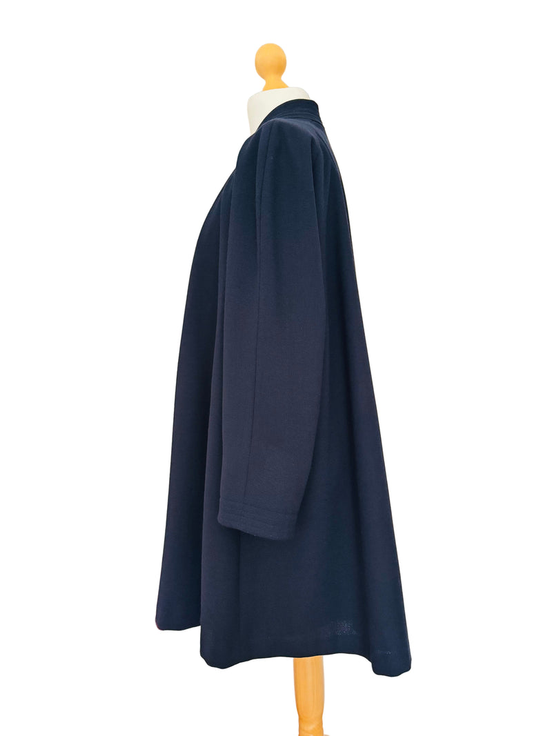 Vintage Navy Wool Crepe Swing Coat