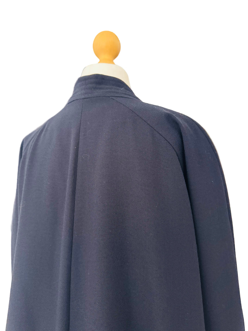 Vintage Navy Wool Crepe Swing Coat
