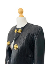 90's  Versace Inspired Black Leather Cropped Jacket