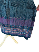 1970's Vintage Black Indian Silk Lurex Paisley Print Dress