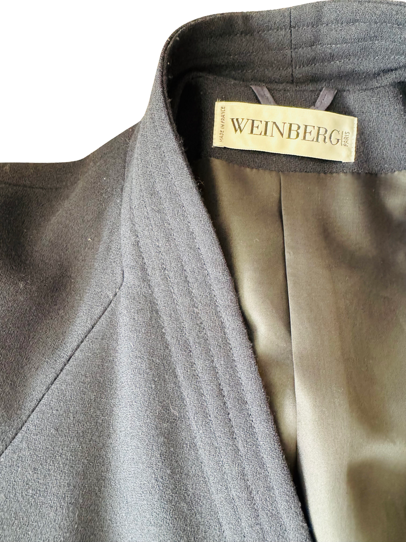 Vintage Navy Wool Crepe Swing Coat