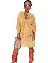 Vintage Christian Dior Camel Suede Shift Dress