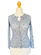 1970's Torrente Blue and White Melange Fitted Sweater