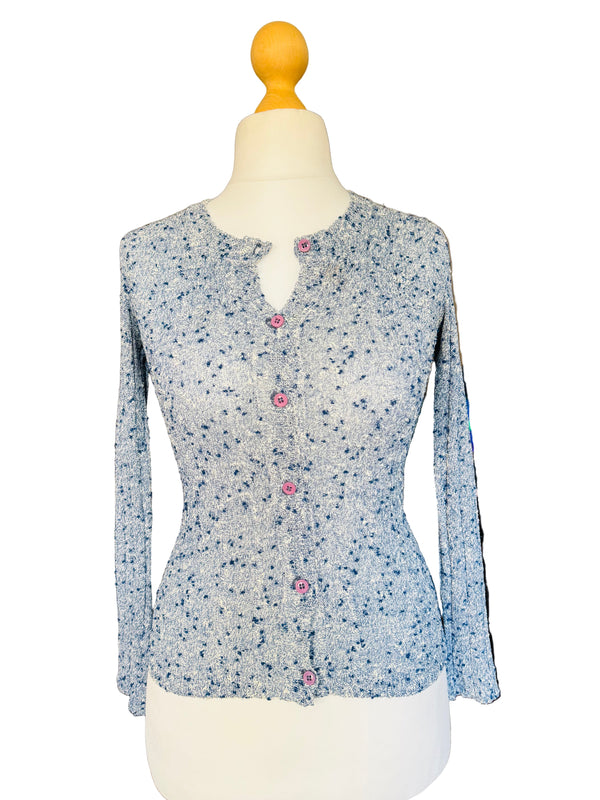 1970's Torrente Blue and White Melange Fitted Sweater