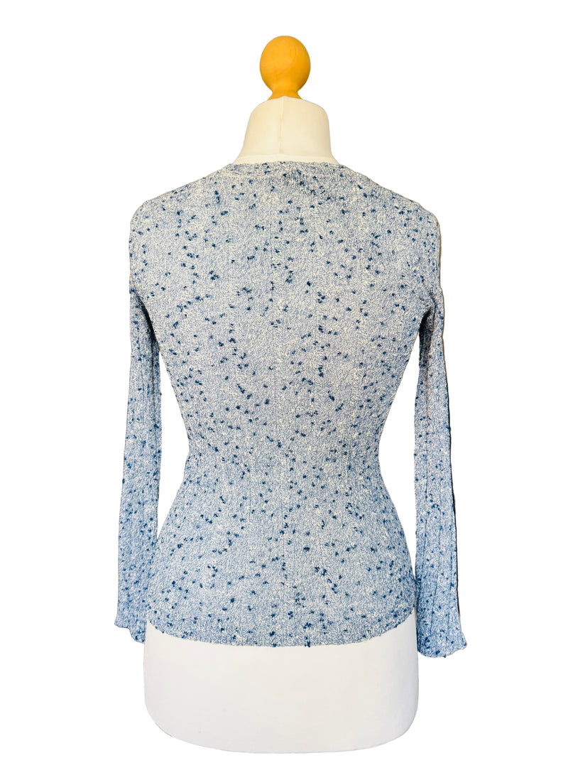 1970's Torrente Blue and White Melange Fitted Sweater