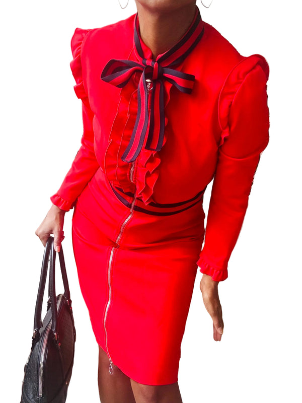 strapless open back dress League Of Your Own Red Tweed Shift Dress – Shop the Mint main image 1
