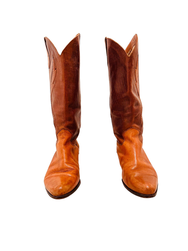 Vintage Brown Leather Cowboy Boots
