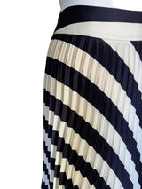 Hugo Boss Navy and ivory Bias Striped Pleated Skirt