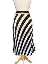 Hugo Boss Navy and ivory Bias Striped Pleated Skirt