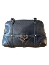 Gucci Reins Perforated Black Leather Shoulder Bag