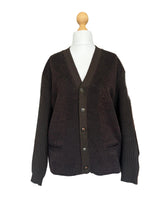 Vintage Brown Ribbed Cardigan with Felted Front