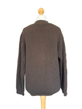 Vintage Brown Ribbed Cardigan with Felted Front