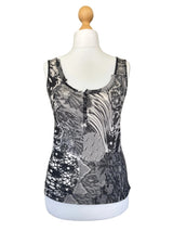 2006 Christian Dior Black and White Lace Print Knit Jersey Tank