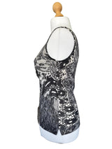 2006 Christian Dior Black and White Lace Print Knit Jersey Tank