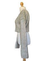 Balmain Silver Coated Oversized Cropped Knit Sweater