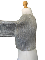 Balmain Silver Coated Oversized Cropped Knit Sweater