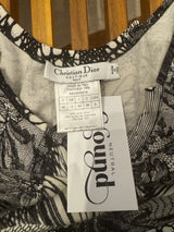 2006 Christian Dior Black and White Lace Print Knit Jersey Tank