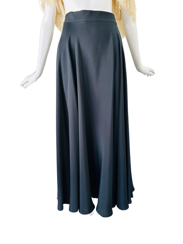 Vintage Linda Allard for Ellen Tracy Black Silk Crepe Maxi Skirt