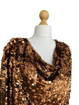Copper Sequin Frank Usher Silk Draped Front Blouse