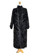 Vintage Black Persian Lamb and Leather Full Length Coat