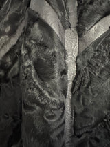 Vintage Black Persian Lamb and Leather Full Length Coat