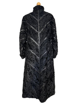 Vintage Black Persian Lamb and Leather Full Length Coat