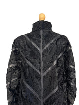 Vintage Black Persian Lamb and Leather Full Length Coat
