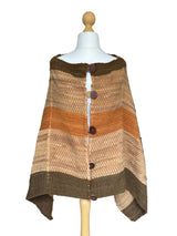 Vintage Woven Wool and Suede Poncho