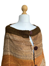 Vintage Woven Wool and Suede Poncho