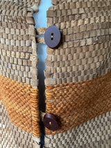 Vintage Woven Wool and Suede Poncho