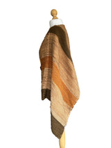 Vintage Woven Wool and Suede Poncho