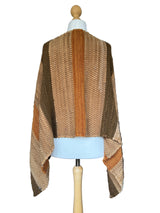 Vintage Woven Wool and Suede Poncho