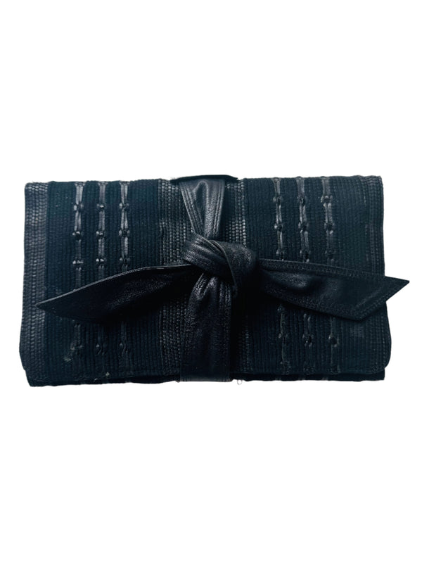 Donna Karan New York Black Leather & Suede Clutch Bag