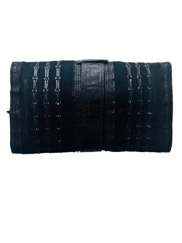 Donna Karan New York Black Leather & Suede Clutch Bag