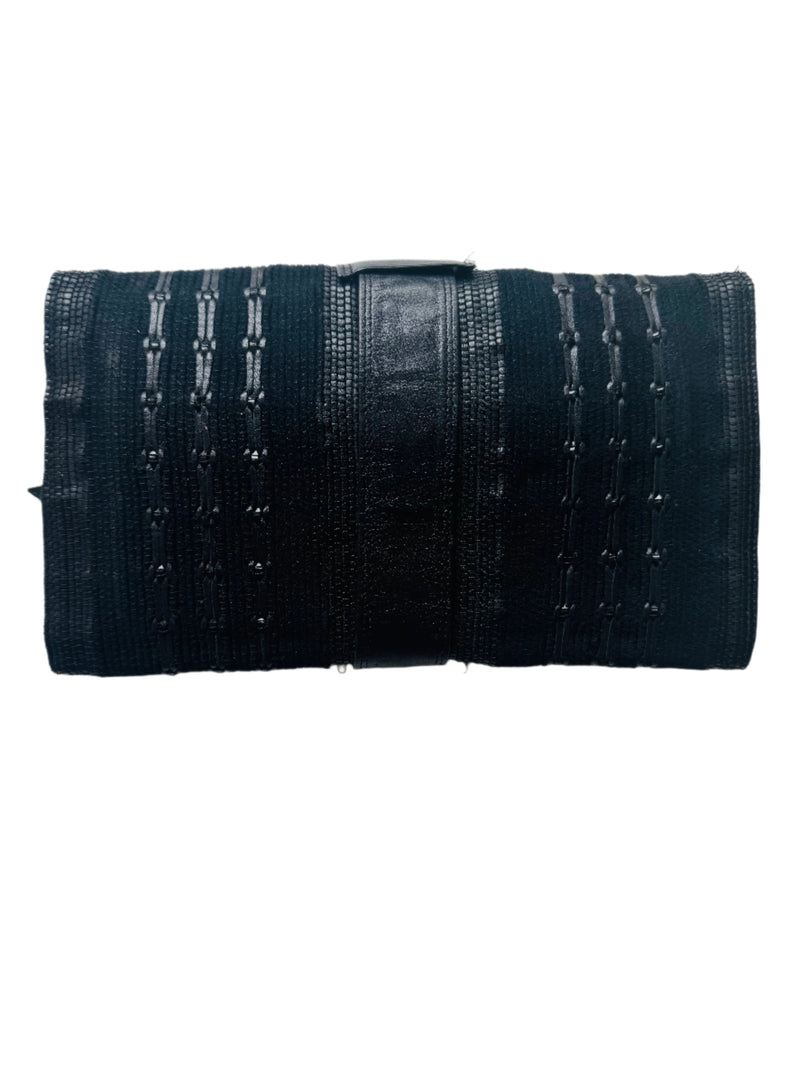 Donna Karan New York Black Leather & Suede Clutch Bag