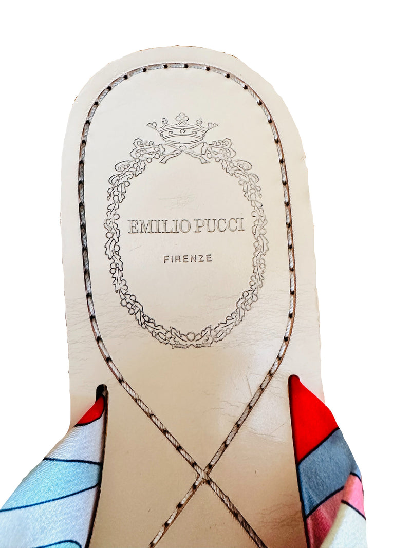 Emilio Pucci Printed Silk Thong Sandals