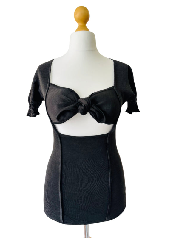 Vintage Claude Montana Black Cut Out Knot Front Top