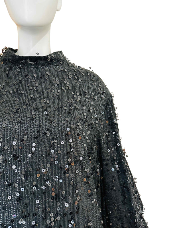 Chado Ralph Rucci Black Sequin Tunic//Mini Dress
