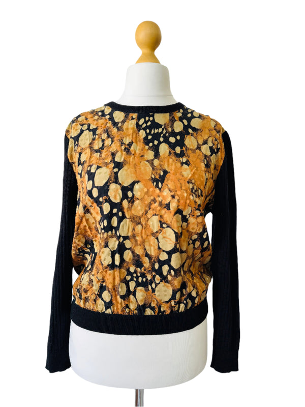 Valentino Animal Print Silk Front Wool Sweater