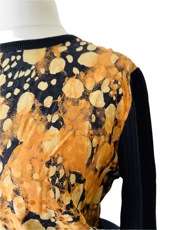 Valentino Animal Print Silk Front Wool Sweater