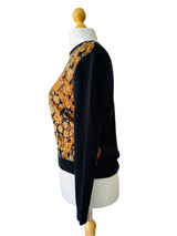 Valentino Animal Print Silk Front Wool Sweater