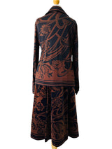 Emilio Pucci Brown & Black Print Top & Skirt Set