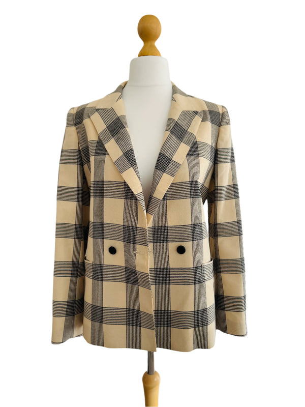 Ted Lapidus Ivory and Black Check Wool Blazer