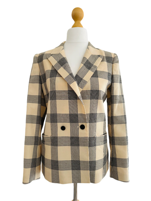 Ted Lapidus Ivory and Black Check Wool Blazer