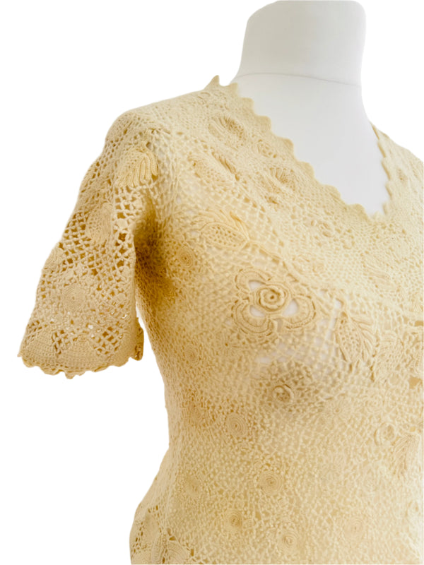 1960's Ivory Wool Crochet Top