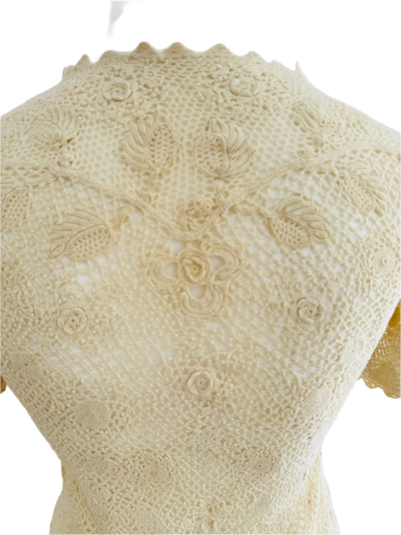 1960's Ivory Wool Crochet Top
