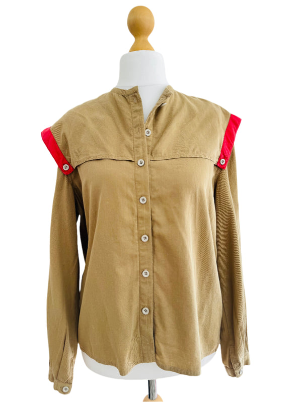 Vintage Geoffrey Beene Beige Cotton Twill Shirt