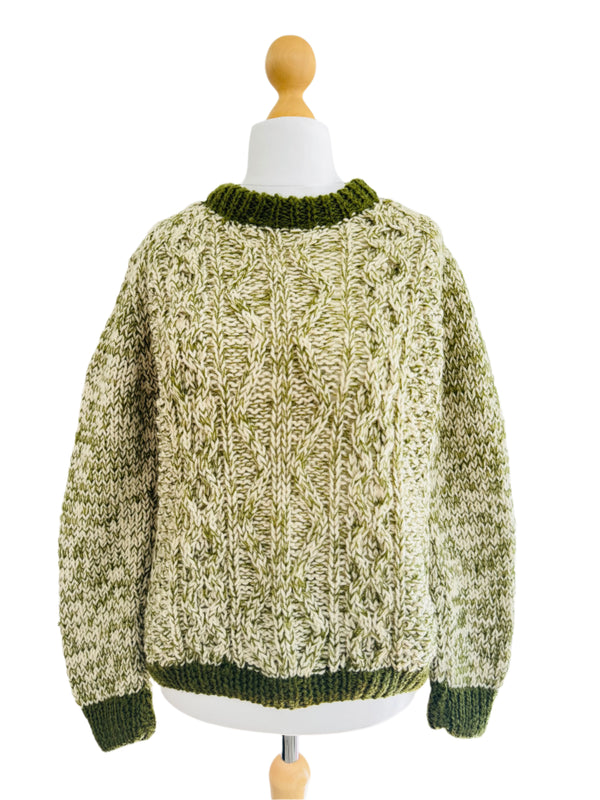 Vintage Handknit Ivory Melange Pullover Sweater